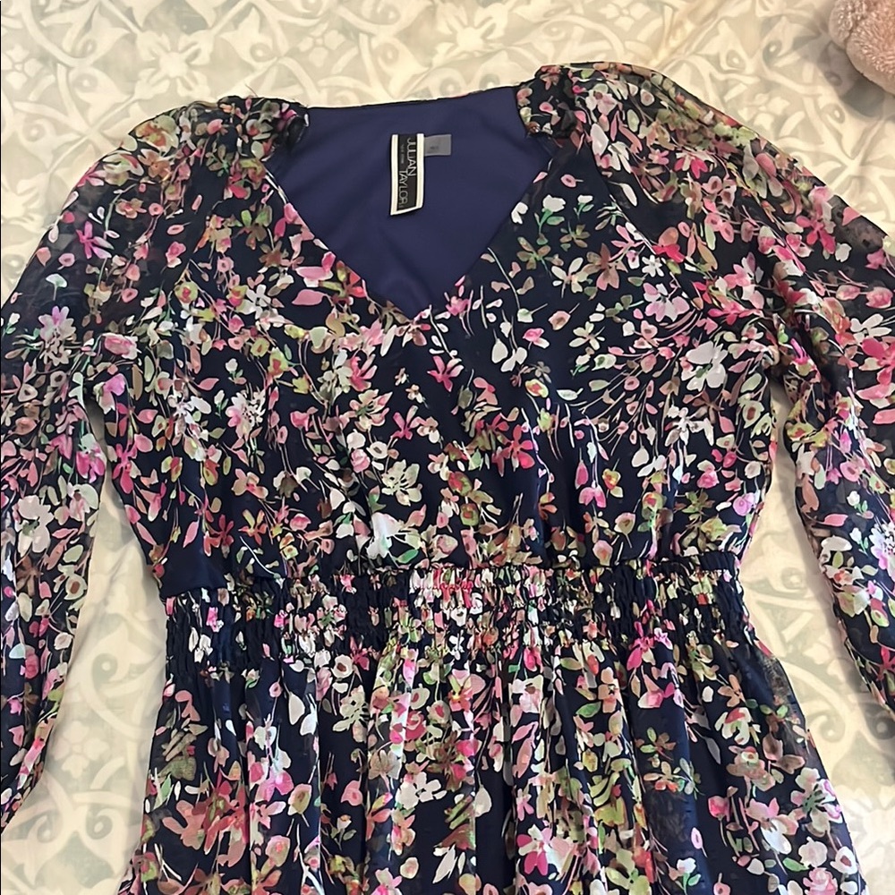 Julian Taylor Floral Long Sleeve Dress - Multicolor